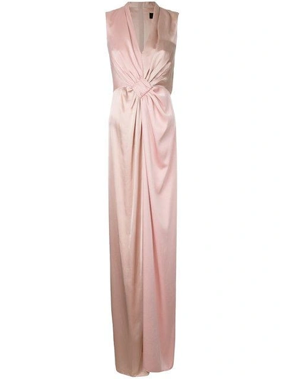 Shop Paule Ka Contrast Woven Column Dress In Pink