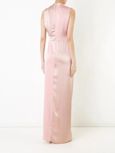 Shop Paule Ka Contrast Woven Column Dress In Pink