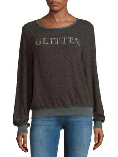 Wildfox Graphic-print Heathered Pullover In Dirty Black