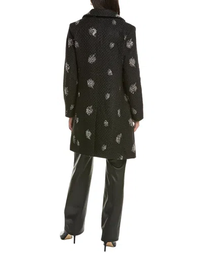 Cece Sequin-embellished Wool-blend Coat In Black