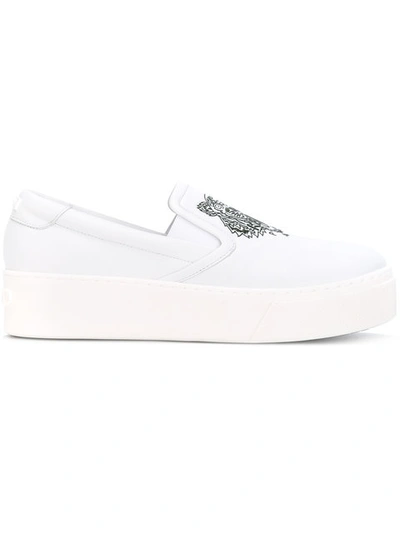 Kenzo K-py Platform Slip On Sneakers In White