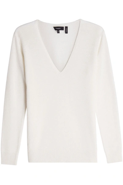 Theory Cashmere V-neck Pullover In White