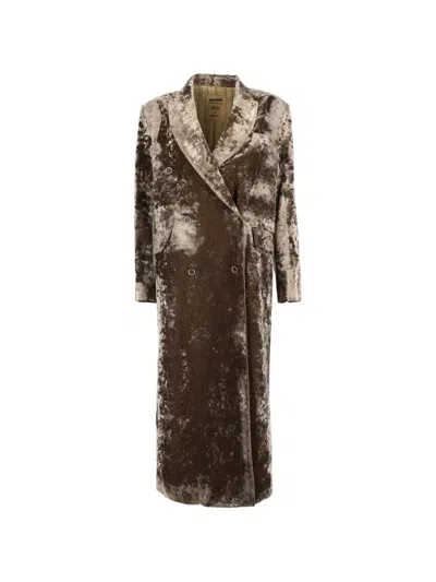 CRUSHED-VELVET DOUBLE-BREASTED COAT