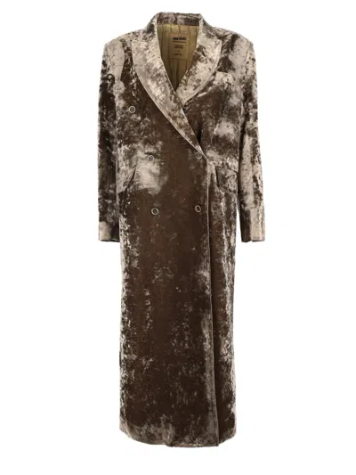 CRUSHED-VELVET DOUBLE-BREASTED COAT