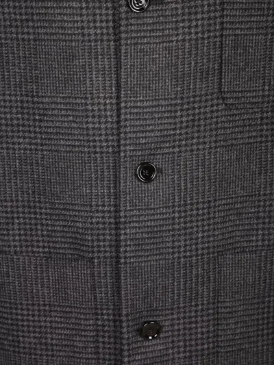 Lardini Check -pattern Long-sleeve Overshirt In Gray