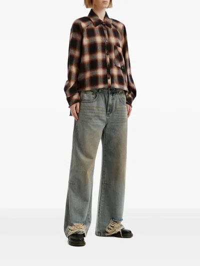 Izzue Check Raw-edge Shirt In Multi