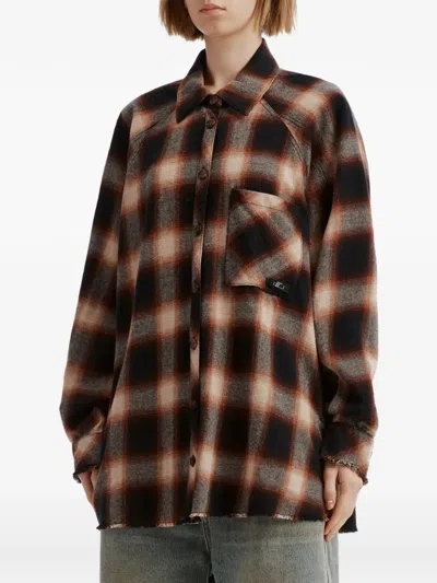 Izzue Check Raw-edge Shirt In Multi