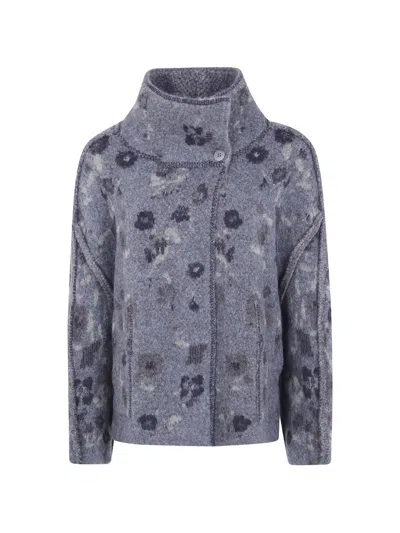 Boboutic Button-up Wool Jacket In Blue
