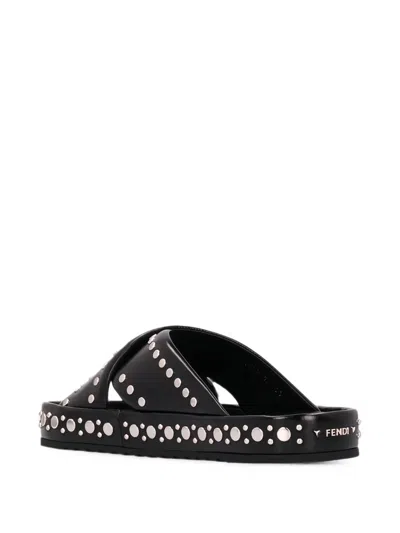 Fendi Stud-embellished Crossover-strap Sandals In Multi