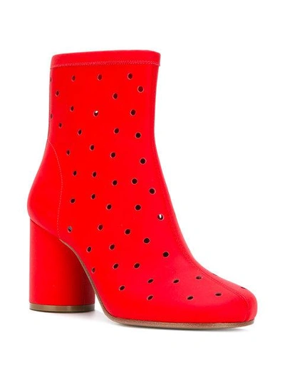 Shop Maison Margiela Socks Perforated Ankle Boots - Red