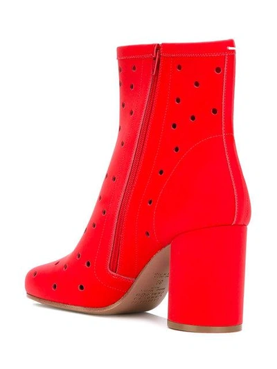 Shop Maison Margiela Socks Perforated Ankle Boots - Red