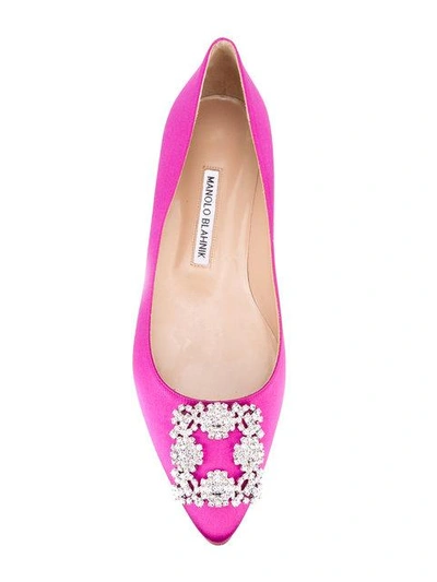 Shop Manolo Blahnik Hangisi Ballerinas - Pink