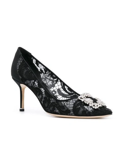 Shop Manolo Blahnik Hangisi Lace Pumps