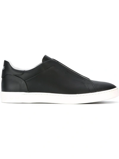 Tod's Black Slip On Leather Sneakers