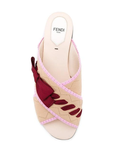 Shop Fendi Flat Sandals In Neutrals