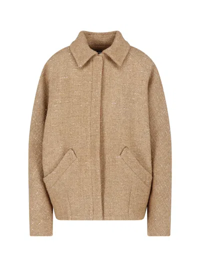Kiton Textured Wool-blend Jacket In Brown