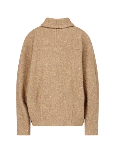 Kiton Textured Wool-blend Jacket In Brown