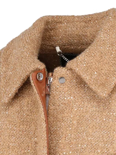 Kiton Textured Wool-blend Jacket In Brown
