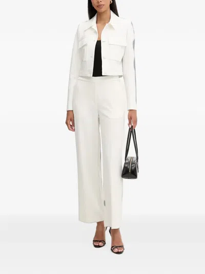 Morgan Cropped Button-up Jacket In White
