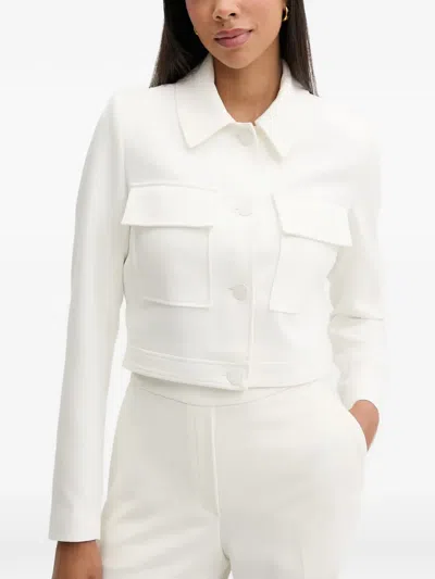 Morgan Cropped Button-up Jacket In White