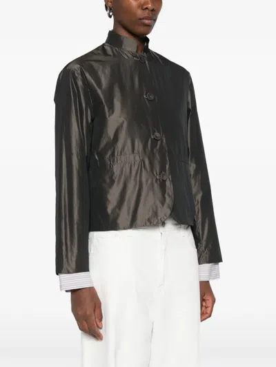 Rosso 35 High-neck Button-front Jacket In Gray