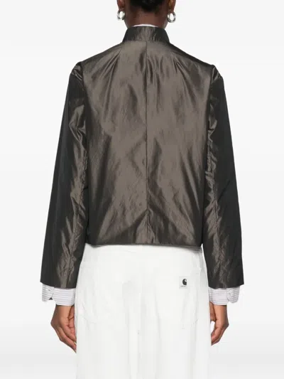 Rosso 35 High-neck Button-front Jacket In Gray