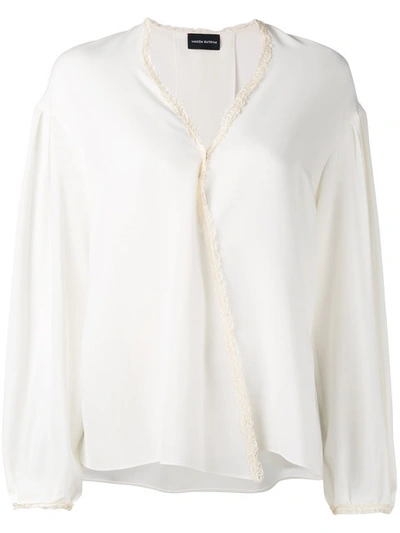 Magda Butrym Brest Silk Lace-trim Blouse, Cream