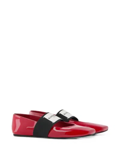 Givenchy Squared Leather Ballerinas In Red