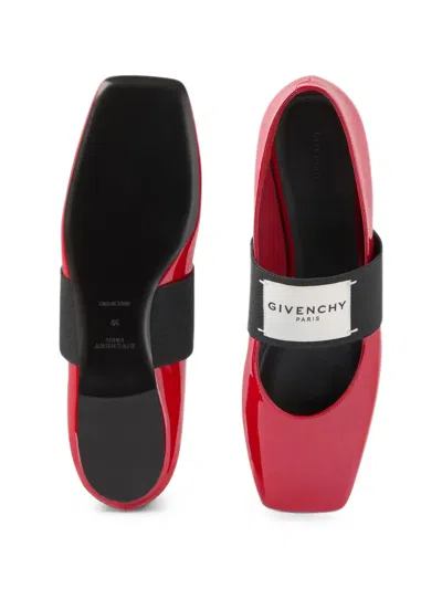 Givenchy Squared Leather Ballerinas In Red