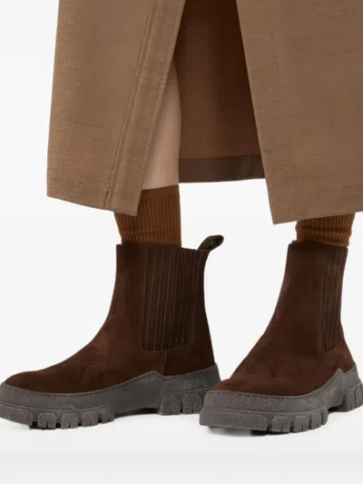 Weekend Max Mara Suede Chunky-sole Boots In Brown