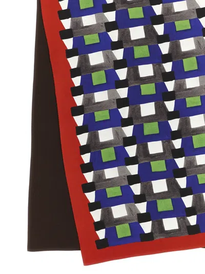 Miu Miu Geometric-patterned Silk Scarf In Multi