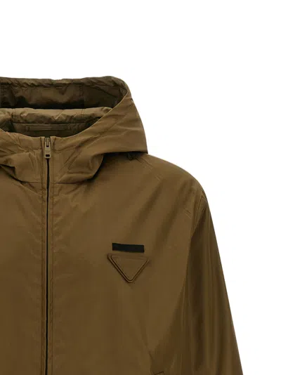 Prada Bicolor Polyamide Shell Jacket In Brown