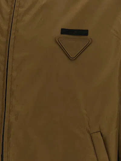 Prada Bicolor Polyamide Shell Jacket In Brown