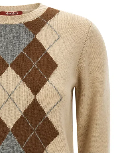 Max Mara Diamond Pattern Knit Sweater In Neutral
