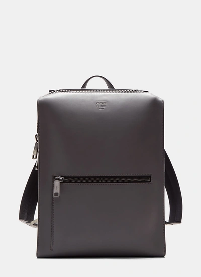 Fendi Grace Boxy Leather Backpack In Grey
