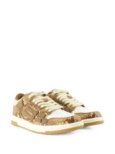 Amiri Printed Python Skel Top Low Sneakers In Brown