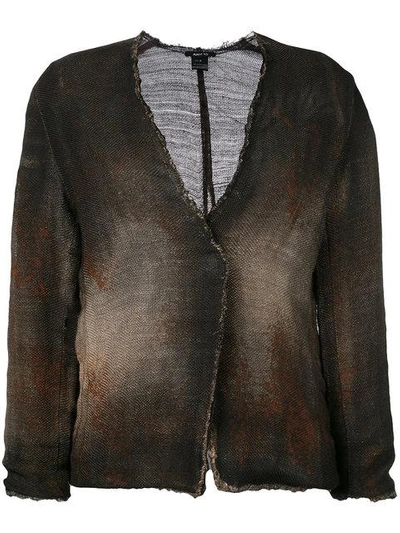 Shop Avant Toi Cross Body Overdyed Knitted Jacket - Brown