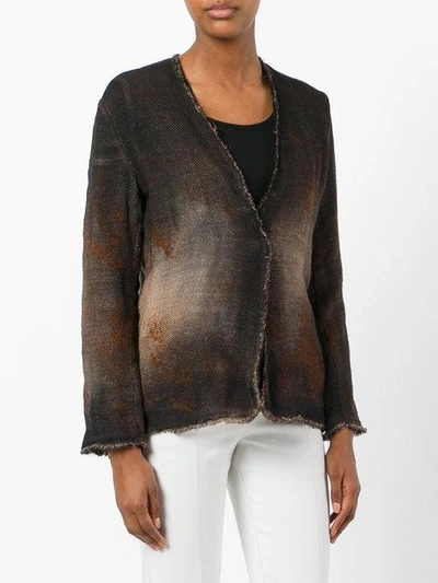 Shop Avant Toi Cross Body Overdyed Knitted Jacket - Brown