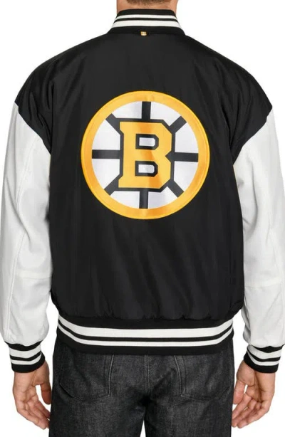 Construct Boston Bruins Varsity Jacket In Black