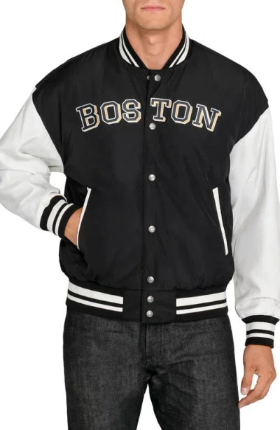 Construct Boston Bruins Varsity Jacket In Black