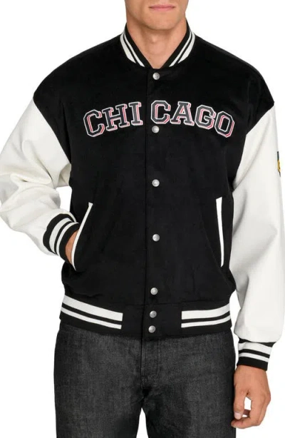 Construct Chicago Blackhawks Bomber Jacket In Black