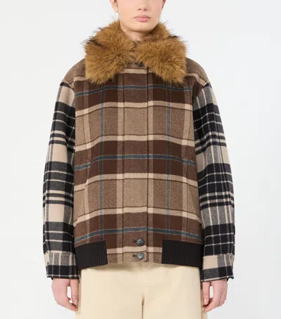 Weekend Max Mara Virgin Wool Check Jacket In Black
