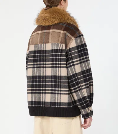 Weekend Max Mara Virgin Wool Check Jacket In Black