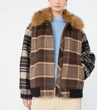 Weekend Max Mara Virgin Wool Check Jacket In Black