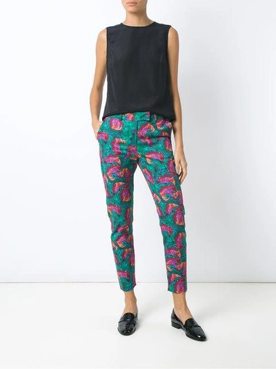 Shop Isolda Abstract Print Skinny Trousers - Green
