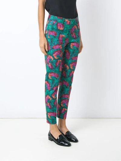 Shop Isolda Abstract Print Skinny Trousers - Green