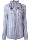 Y'S striped frill collar blouse,ご家庭では洗えません。お近くのドライクリーニング店にお持ちください。