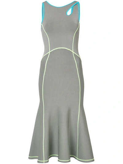 Alexander Wang Contrast-trim Midi Tank Dress, Dove Gray In Grey