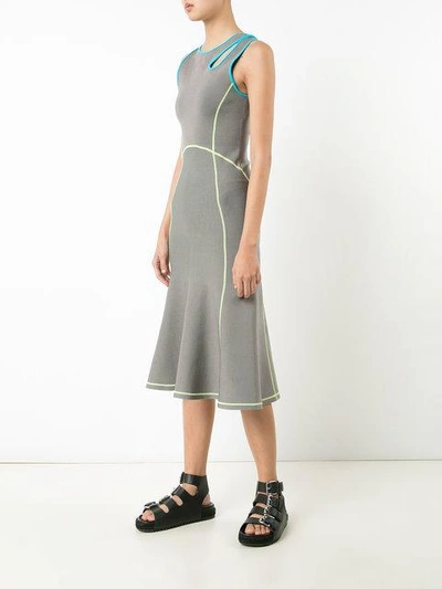 Shop Alexander Wang Contrast Seam Fitted Dress In Grey