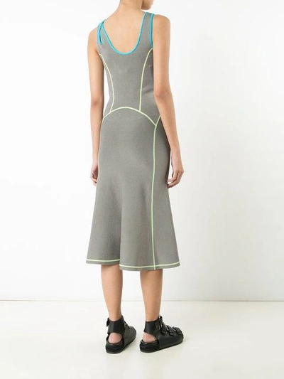 Shop Alexander Wang Contrast Seam Fitted Dress In Grey